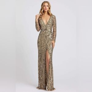 Mac Duggal Evening -  Fully Sequined Deep V-neck Trumpet Dress Size 14. $598